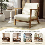 Modern Accent Chair and Ottoman Set, Mid-Century Faux Leather Upholstered - Image 6