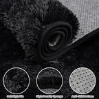 2x6 Fluffy Shag Area Rugs for Living Room Bedroom: Soft Plush Carpet Black | - Image 5