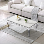 Henf 47" Modern White Faux Marble Coffee Table - Image 4