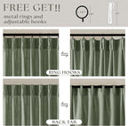 Sage Green Pinch Pleat Semi Sheer Linen Curtains 102 Inches Long 2 Panels | - Image 5