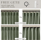 Pinch Pleated Sage Green Thick Linen Curtains 96 Inch Length 2 Panels Set | - Image 5