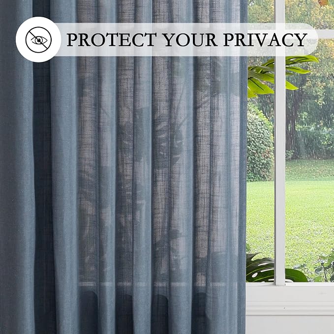 MYSKY HOME 72 Inches Long Semi Sheer Curtains Light Filtering Window Drapes - Image 4