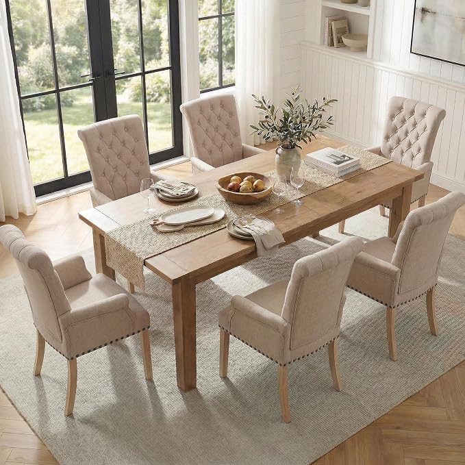 Modern Upholstered Fabric Dining Chairs Set of 2, Accent Chairs - Image 4