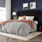 Allewie Queen Size Velvet Bed Frame/Vertical Channel Tufted Wingback by Allewie