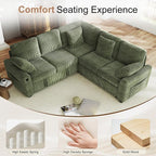 Hanherry Sectional Couch with Pull Out Sofa Bed, Corduroy Sleeper Sofa with 2 - Image 7