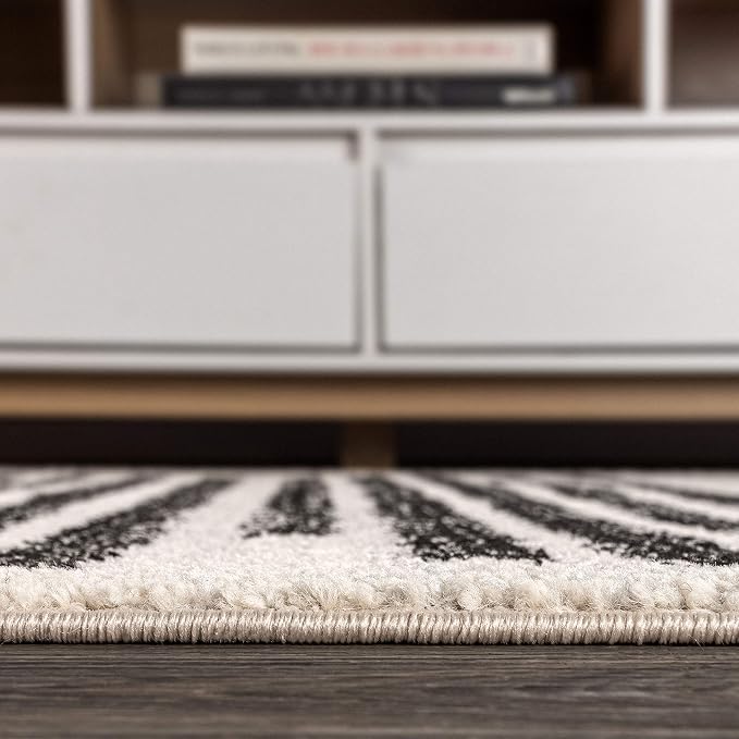 JONATHAN Y Khalil Modern Berber Stripe Cream/Black Runner Rug, Contemporary - Image 6