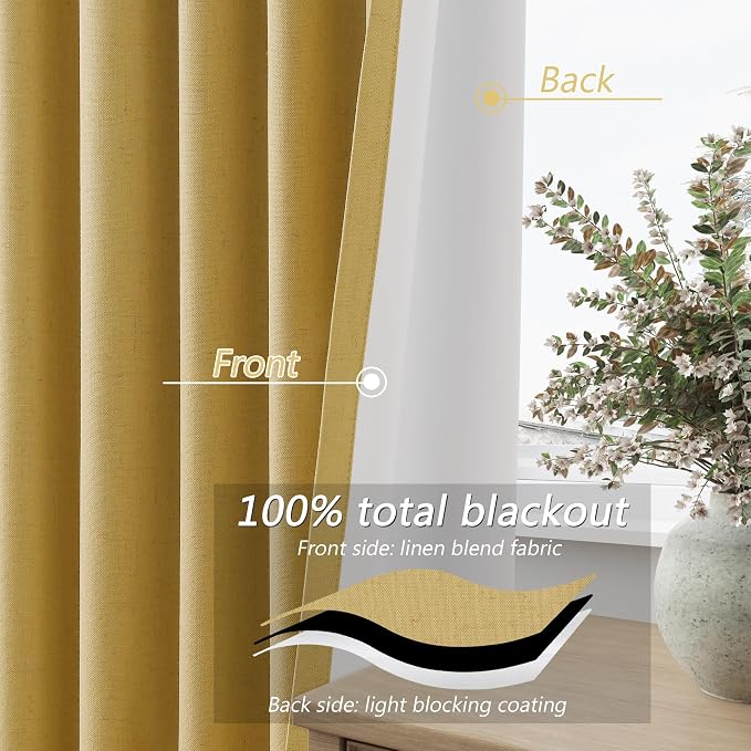 100% Blackout Curtains 84 Inch Length 2 Panels Set - Image 4