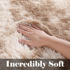 Rugs for Living Room Bedroom, Tie-Dyed Beige 5x8 Fluffy Bedside Area Rug - Image 2