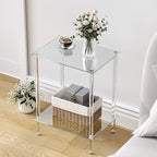 Tempered Glass Side Tables Set of 2 Acrylic End Table - Image 4
