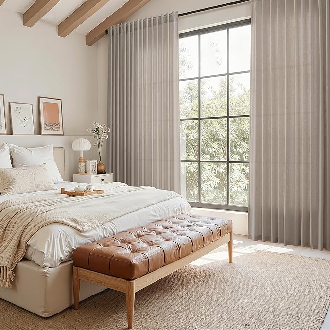 Ecru Linen Curtains 132 Inch Length - Image 5