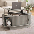 Fluted TV Stand and Coffee Table Set of 2, 86.6'' TV Console - Image 5