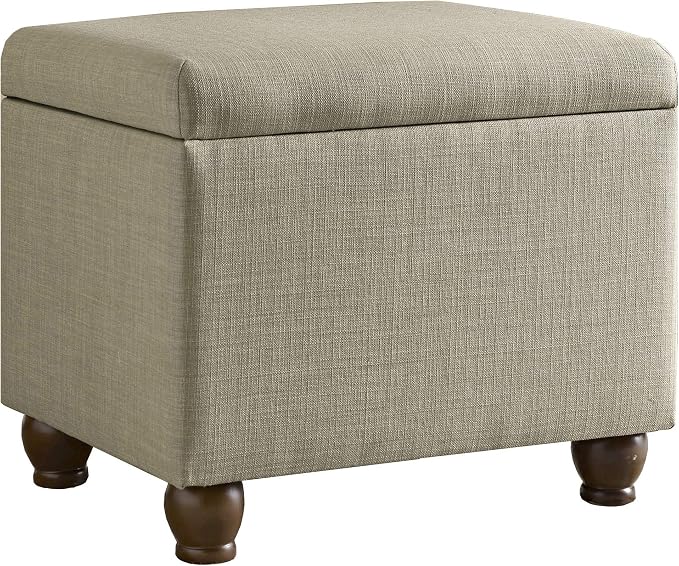 Homepop Home Decor | Upholstered MediumRectangular Storage Ottoman | Hinged Lid by HomePop