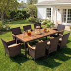 Devoko Outdoor Patio Dining Sets 9 Pieces Wicker Outdoor Dining Table and by DEVOKO