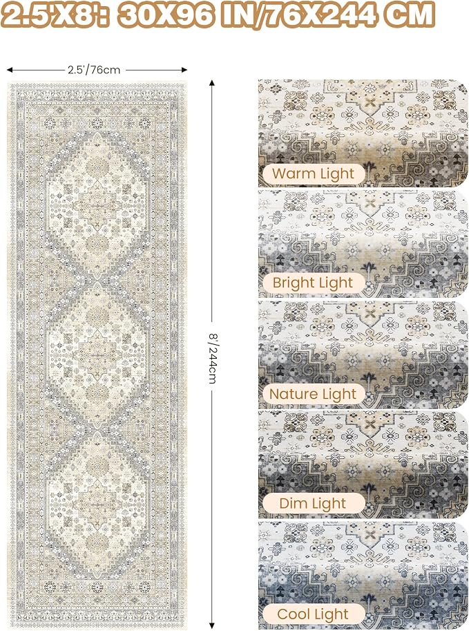Kitchen Runner Rug Non Slip Washable Rugs 2.5x8, Carpet Runner - Image 2