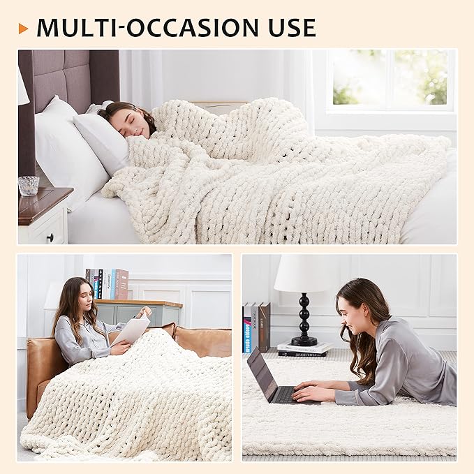 L'AGRATY Chunky Knit Throw Blanket - Image 5