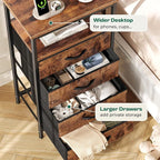 Huuger Night Stand with Charger Station and LED Lights, 4 Drawer Nightstand - Image 7