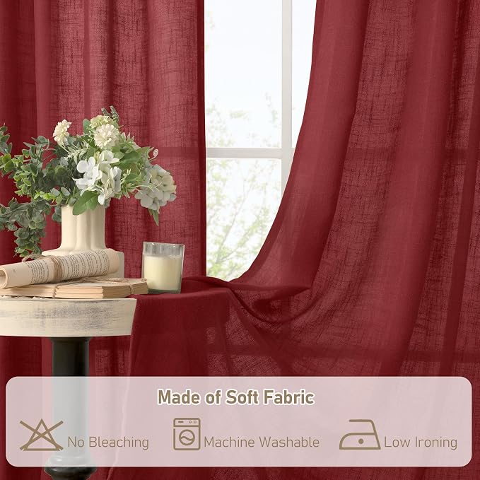 Semi Sheer Linen Curtains 63 Inch - Image 8