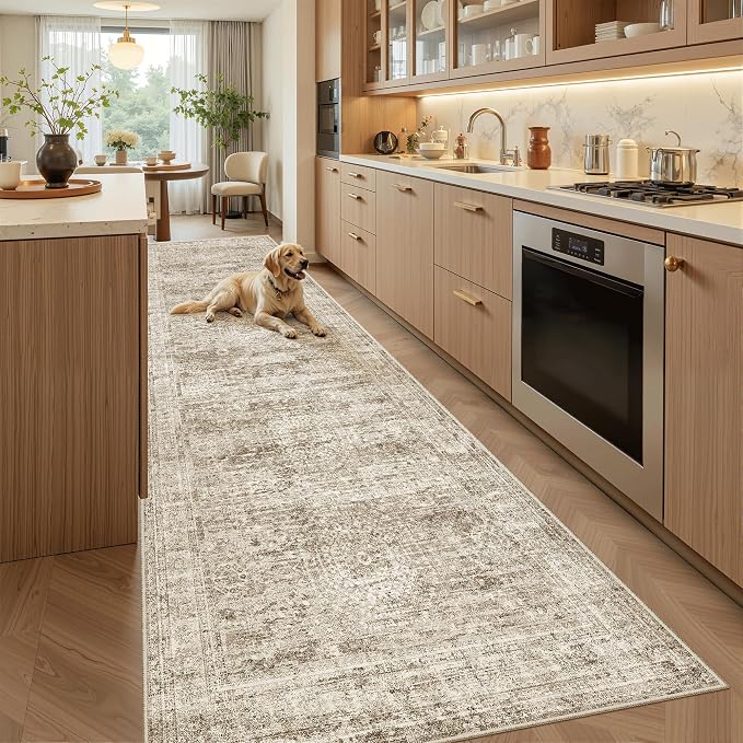 Soalmost Washable 3x10 Hallway Runner Rug Non-Slip Kitchen Entry Rugs Brown | by Soalmost