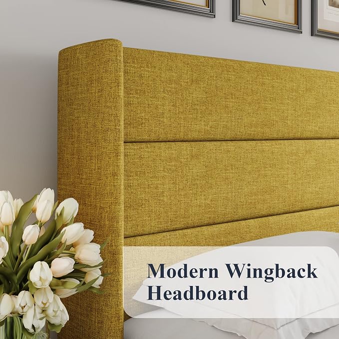 Allewie Queen Size Lift Up Storage Bed, Modern Wingback Headboard, Hydraulic - Image 4