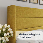 Allewie Queen Size Lift Up Storage Bed, Modern Wingback Headboard, Hydraulic - Image 4