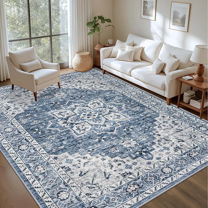 8x10 Area Rugs Living Room: Washable Vintage Rug - Image 3