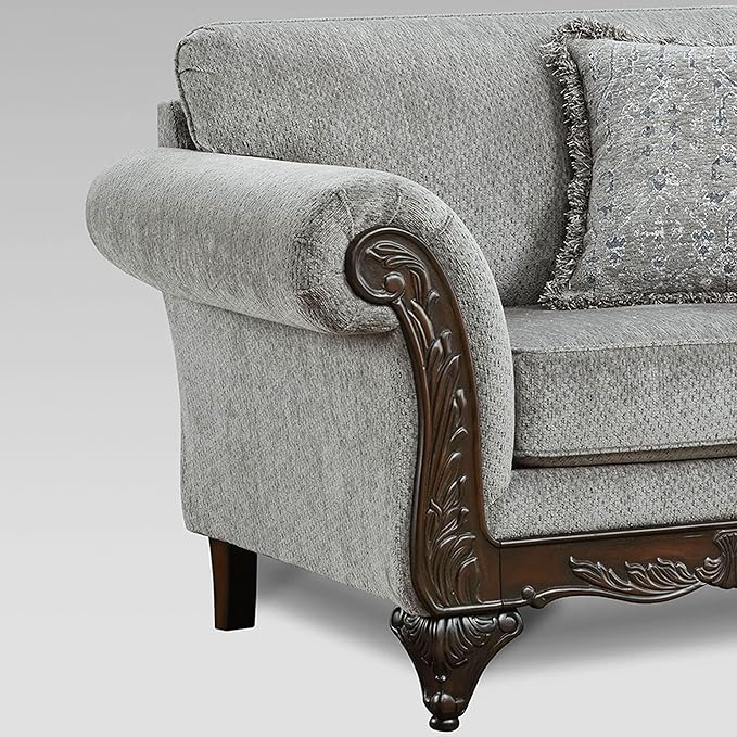 Hernen Carved Wood Frame Sofa - Image 3