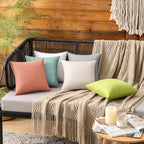 MIULEE Pack of 2 Decorative Outdoor Solid Waterproof Throw Pillow Covers Faux - Image 2