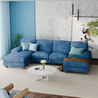 Furniwell Convertible Sectional Sofa Couch, 4 Seat Sofa Set by WellFurnitureHomeLifeWell
