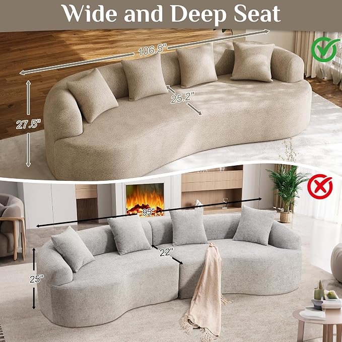 Oversized Sectional Sofa for Living Room, Modern Luxury Plush Chenille 4-Seater - Image 5