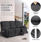 ANARACHON Leather Look Recliner Couch Cover, 8-Pieces Stretch Recliner Sofa - Image 4