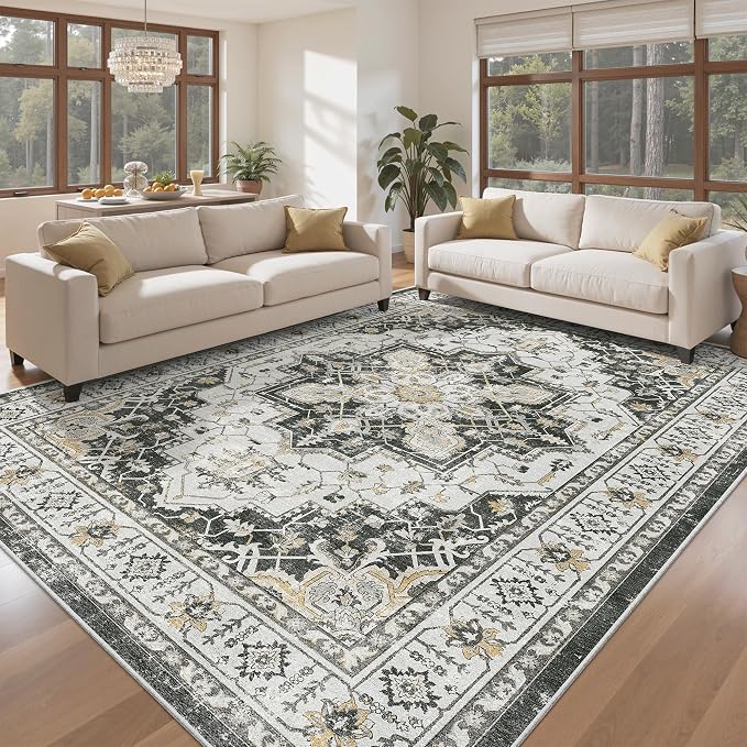 Madane 8x10 Area Rugs for Living Room, Non-Slip Vintage Washable Rug, Soft Low - Image 2