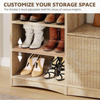 Shoe Cabinet with Bench, U-Shaped Shoe Storage Bench, Tall Shoes Cabinet with - Image 3