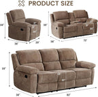 Betsy Furniture Modern Fabric Recliner Sofa Set, Loveseat w/Console, Recliner - Image 2