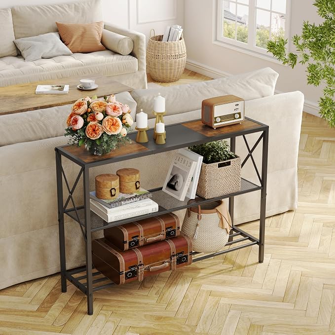 Hoctieon Industrial Console Table, 3 Tier Entryway Table, Hallway Table - Image 3