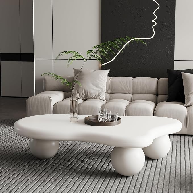 47.2" Cloud Coffee Table for Living Room Irregular Coffee Table Modern Low by LvingRoomFurniture