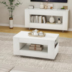 35" Wood Coffee Table for Living Room, Sides Storage - Image 7