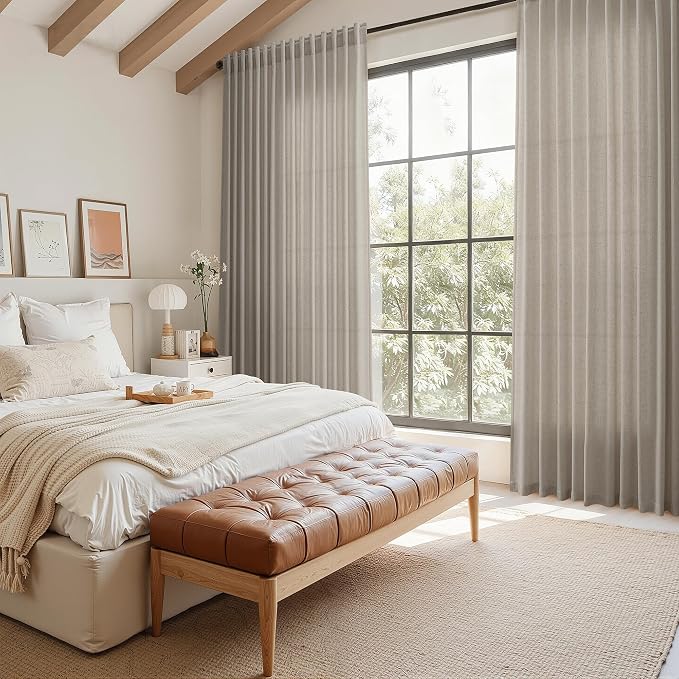 Grey Beige Curtains 90 Inches Long - Image 7