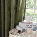 YoungsTex Olive Linen Curtains 63 Inch Length 2 Panels - Image 7