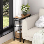 Small Side Table for Small Space, 3-Tier Narrow End Table - Image 2