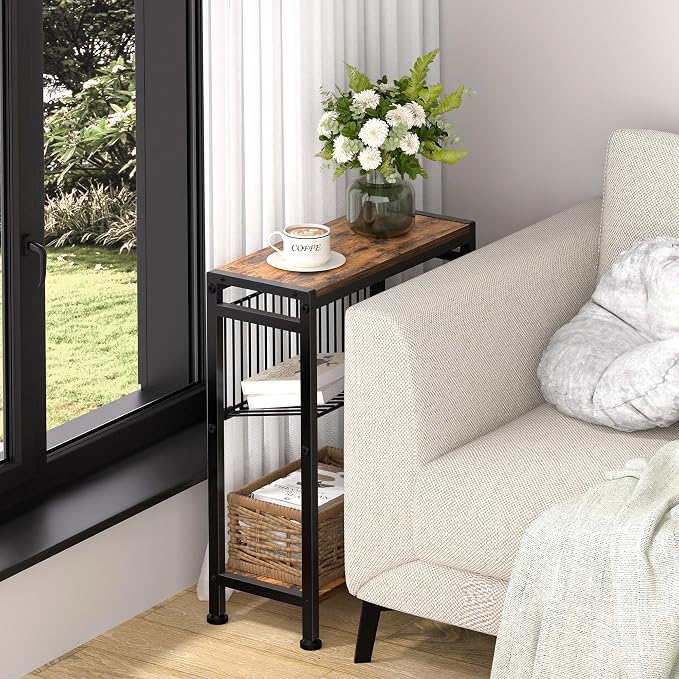 Small Side Table for Small Space, 3-Tier Narrow End Table - Image 2