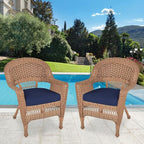 Jeco Wicker Chair with Blue Cushion, Honey/W00205- - Image 9