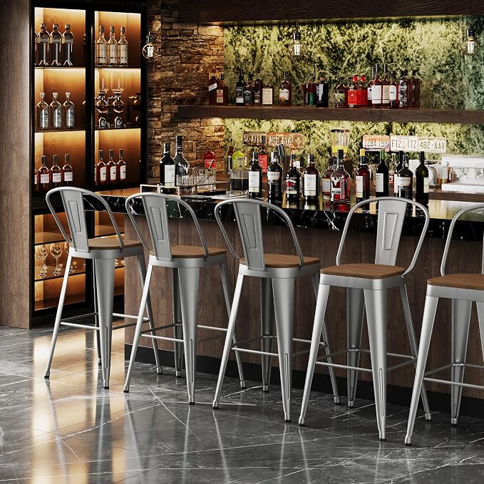 Andeworld Metal Bar Stools Set of 4, 30 inch Bar Height Barstools - Image 8