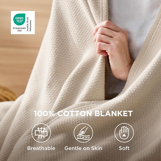 Bedsure GentleSoft 100% Cotton Large Blanket Oversized King - Image 3