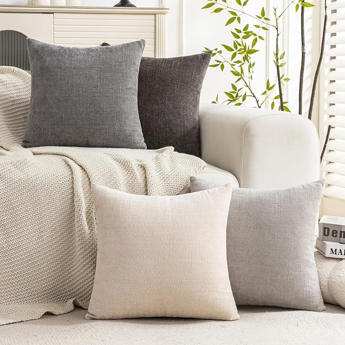 Set of 4 Soft Textured Decorative Throw Pillow Covers 26x26 Inch Cozy Farmhouse - Image 2