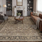 7x9 Brown Vintage Floral Washable Area Rug - Image 3