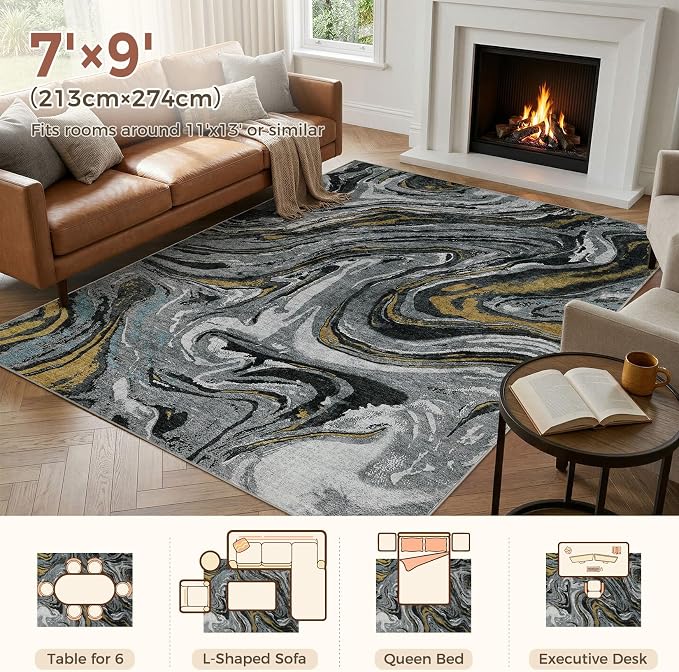 DMOYEST 7x9 Area Rug for Living Room - Image 3