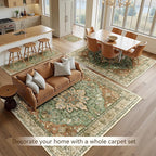RELEANY Washable Area Rug, Large 9'x12', Brick/Brown/Green | Non-Slip, Water - Image 4