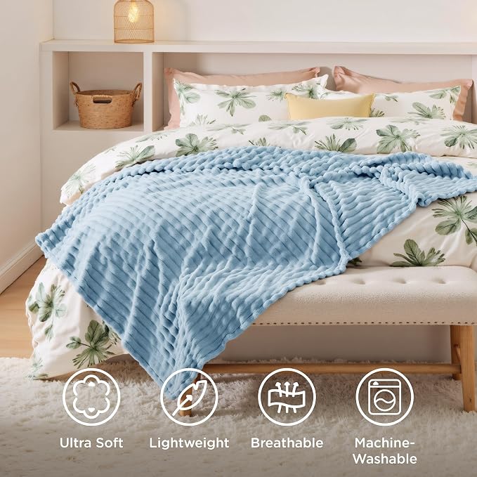 Bedsure Soft Twin XL Blanket for Bed Dorm Light Blue 66"x90" | Birthday Gifts - Image 5