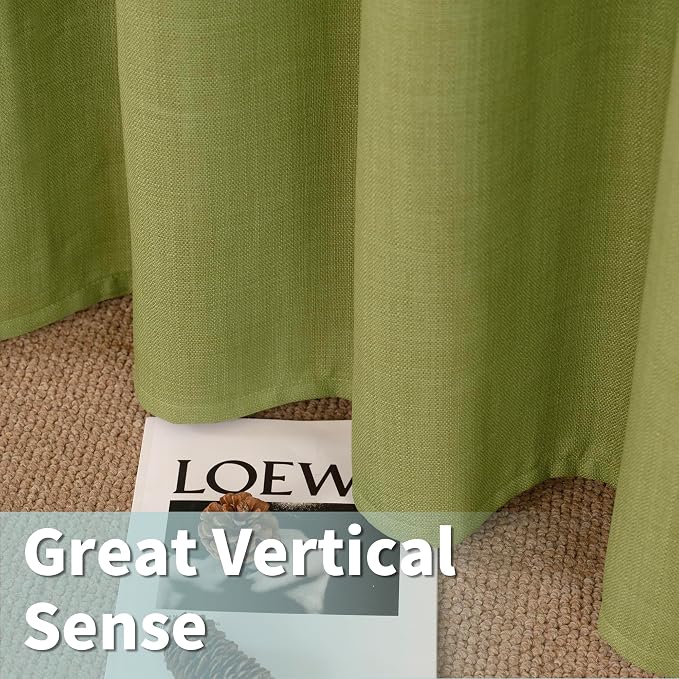 Moss Green Linen Curtains 90 Inch Long - Image 6