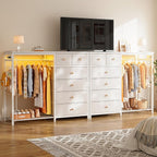 EnHomee 49.2" W Dresser with Hanging Rack & 6 Fabric Drawers - Image 6